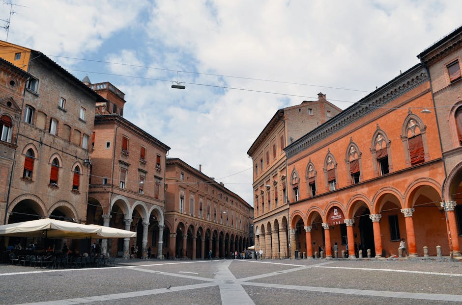 Bologna street arcades golden hour