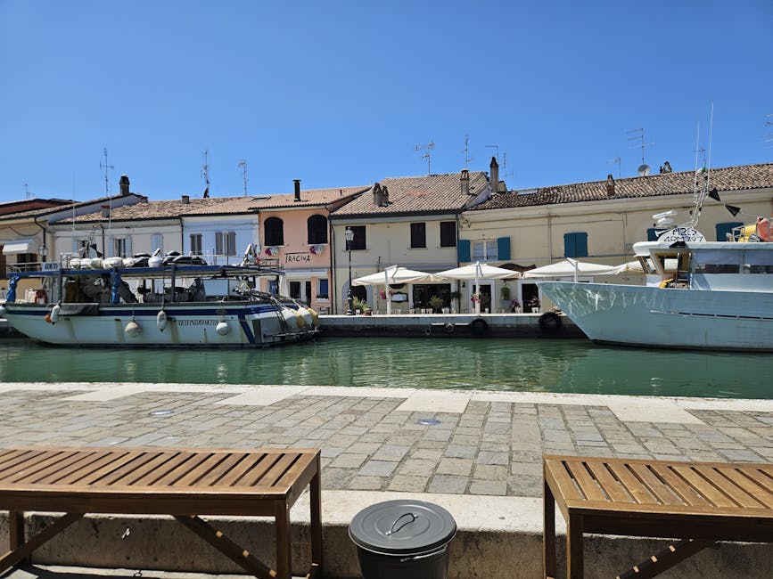 Cesenatico canal boats morning