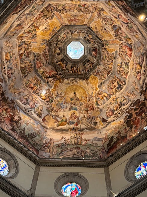 Florence Duomo interior view frescoes