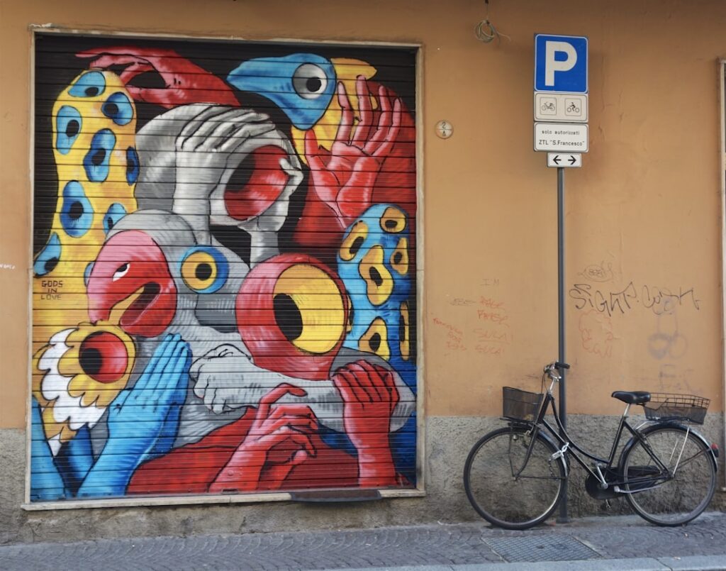 Via della Bolognina street art mural daytime