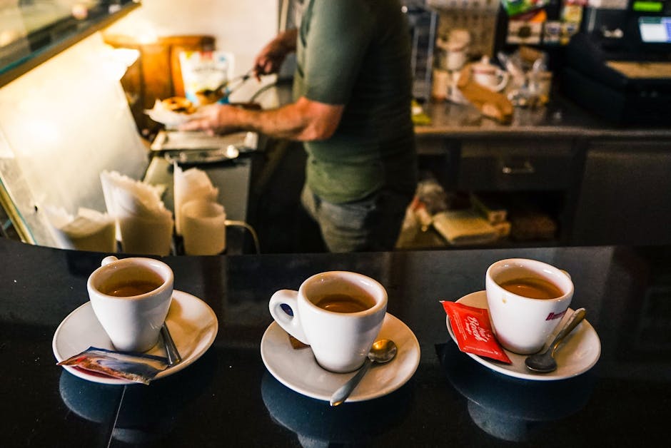 Italian espresso cup bar counter