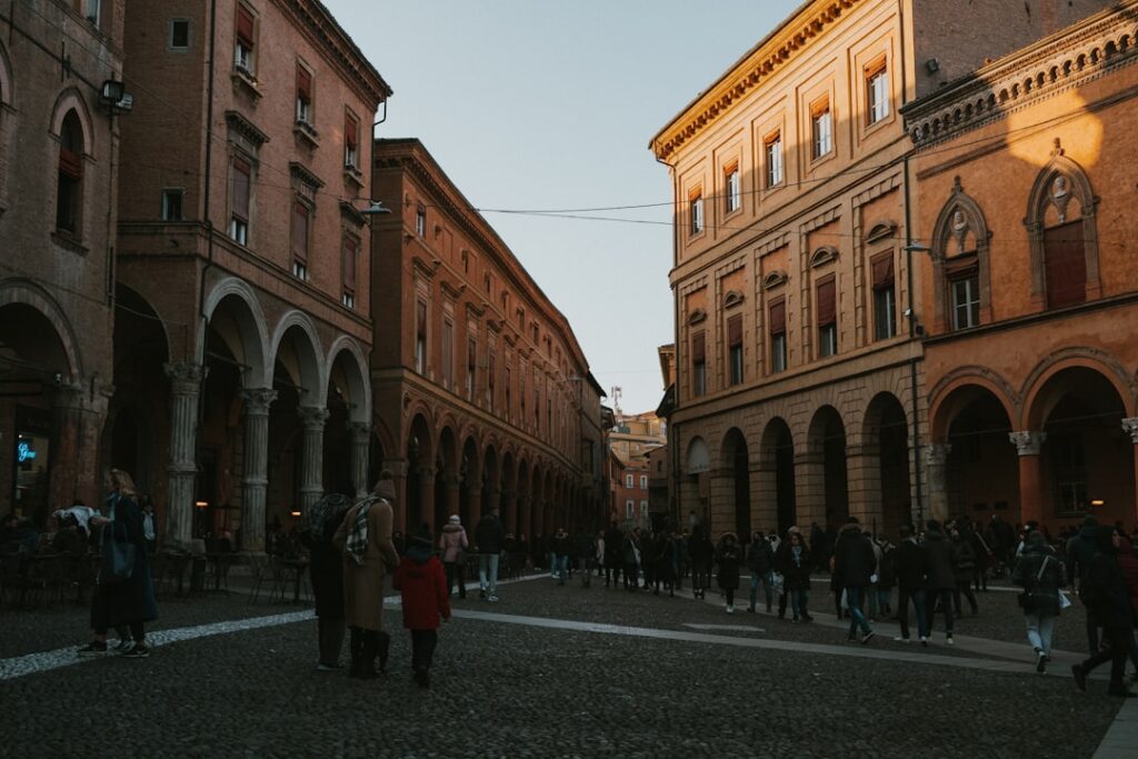 Piazza Santo Stefano morning light bologna