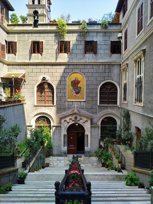 Saint Stefano complex church courtyard morning