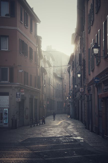 Walking Bologna university quarter morning